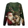 Women's Casual Christmas Print Neck Raglan Long Sleeve Pullover Sweatshirt