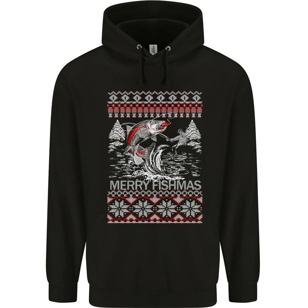 Fishing Merry Fishmas Funny Fisherman Xmas Childrens Kids Hoodie