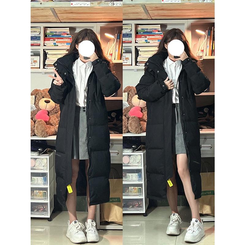 2024 Women's Mid-Length Over-the-Knee Cotton Jacket for Students - Thickened Winter Coat for Art Exams