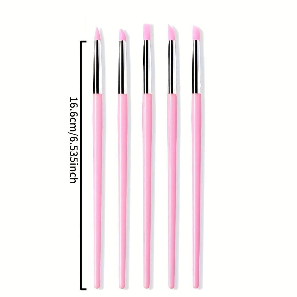 5Pcs DIY Manicure Silicone Nail Brush Small Head Polish Tip Silicone Nail Art Pen  Nail Art