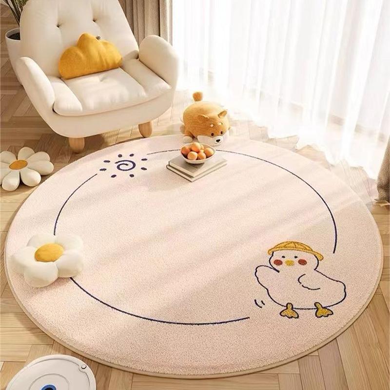 Cartoon Cream Wind Round Carpet Living Room Floor Mat Wipeable Washable Balcony Floor Mat Bedroom Plush Foot Mat
