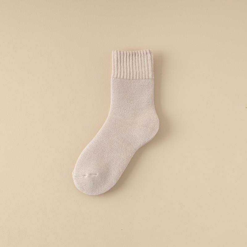 Cashmere Socks for Women's Autumn and Winter Mid-calf Socks with Fleece and Thickened Wool Postpartum Socks, Sleep Warmth Floor Long Socks