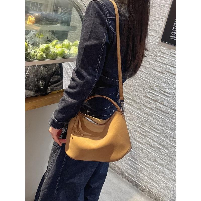 New cowhide leather bag, dumpling bag, tote bag, shoulder crossbody handbag, underarm bag, women's large capacity