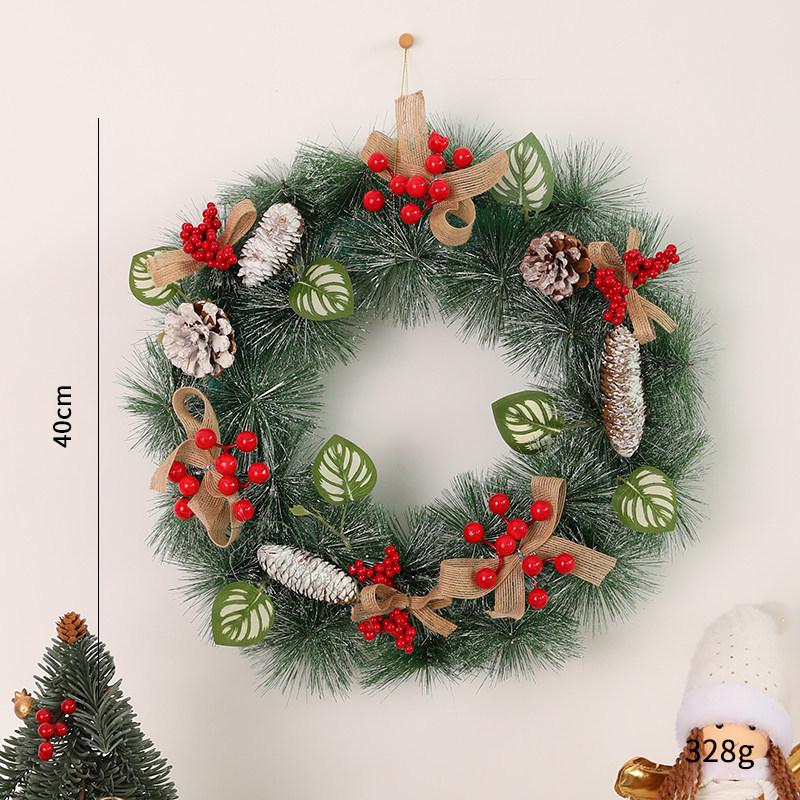 LED Christmas Wreath with PVC Pine Cones – Elegant Hanging Holiday Decoration for Windows