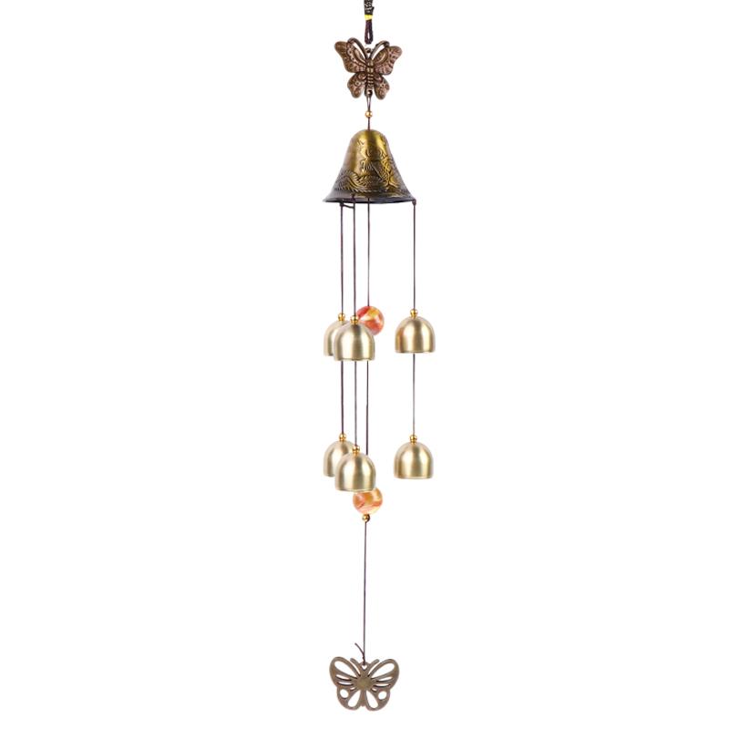 Retro Metal Wind Chime 6 Bells Vintage Butterfly for Outdoor Garden Patio Home Decor