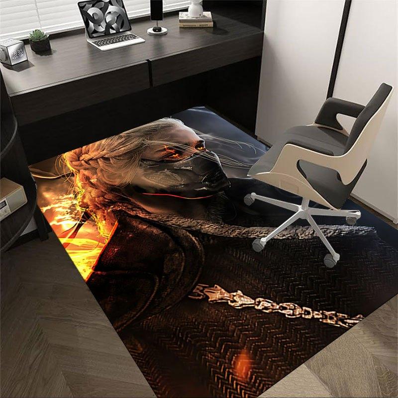 1pc Fire and Blood Office Carpet Chair Mats, Home Decor Mat Fantasy Theme Mat Durable Mat, Dragon Decor,Suitable for fantasy theme lovers
