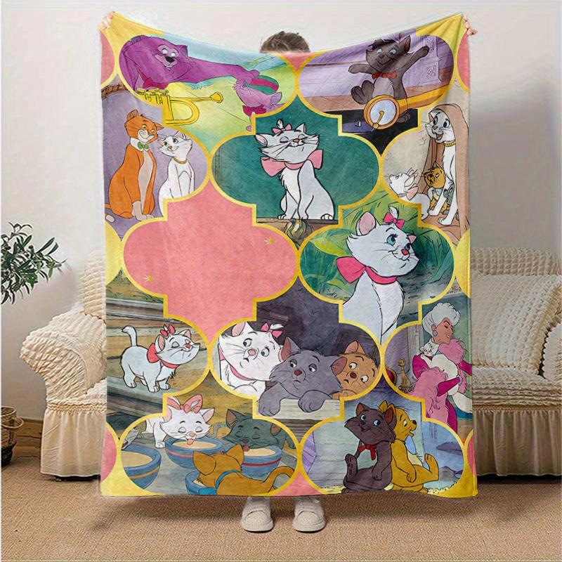 1pc. Cartoon Marie Cat Blanket, Seasonal Universal, Home Decorative Throw, Cute Marie Cat Blankets for Friends, Soft Flannel Throw Blanket,
