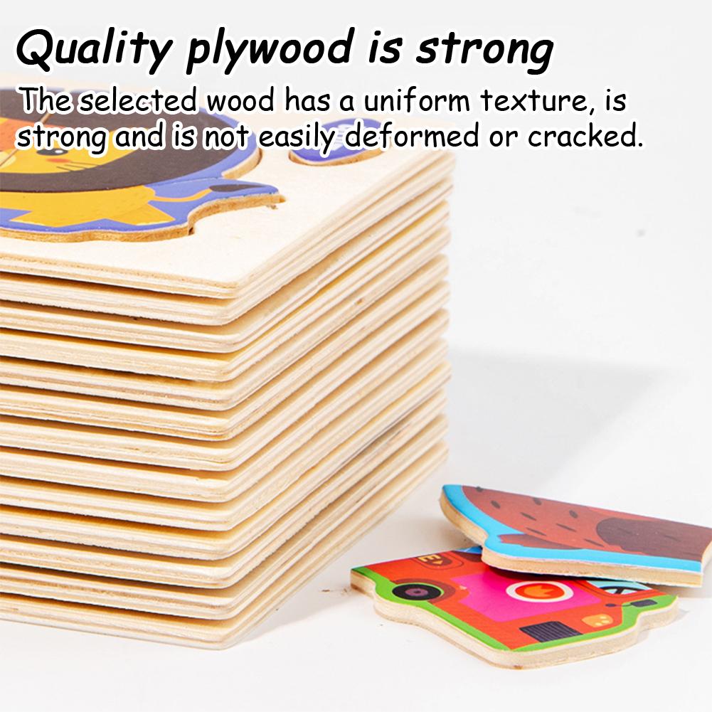 Wooden 3D Jigsaw Puzzle For Kids Educational Toys Cartoon Animal Vehicle Traffic Early Learning Intelligence Toy