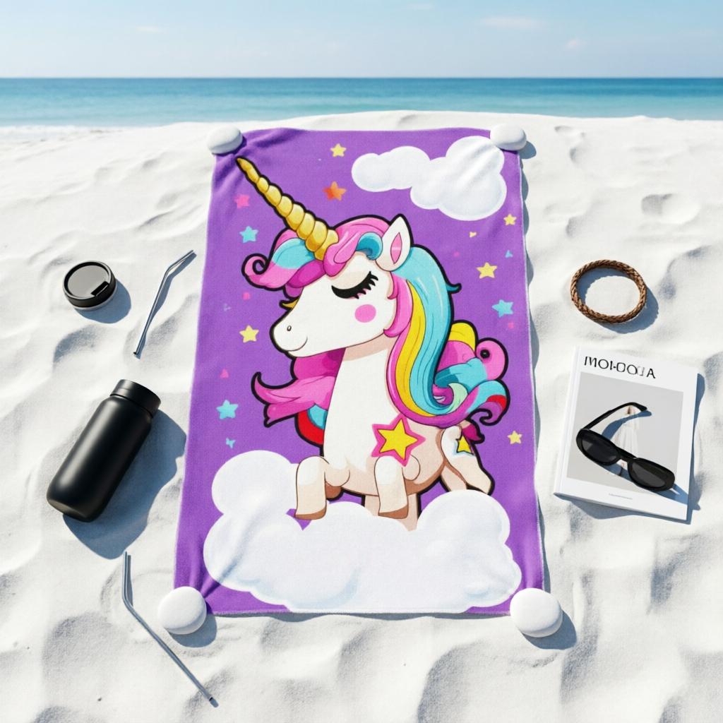 1pc Unicorn Large Beach Bath Towel, Quick-Dry Super Absorbent Vibrant Color, BeachSurf Fitness Camping No izable