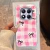 Case For Redmi Note 14 Pro Plus 13 Pro 14S 14C 13C A3 Xiaomi 14T 13T Pro Phone Cover Pink Grid Pattern For Redmi A5 Back Bags