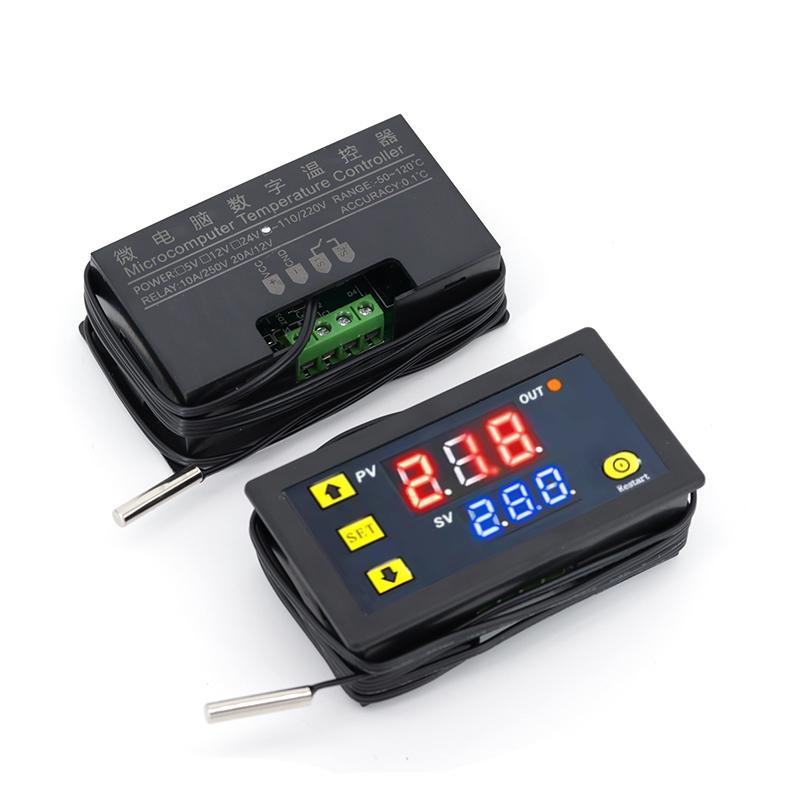 W3230 DC 12V 24V 110V 220V AC Digital Temperature Controller LED Display Thermostat With Heating Cooling Switch NTC Sensor