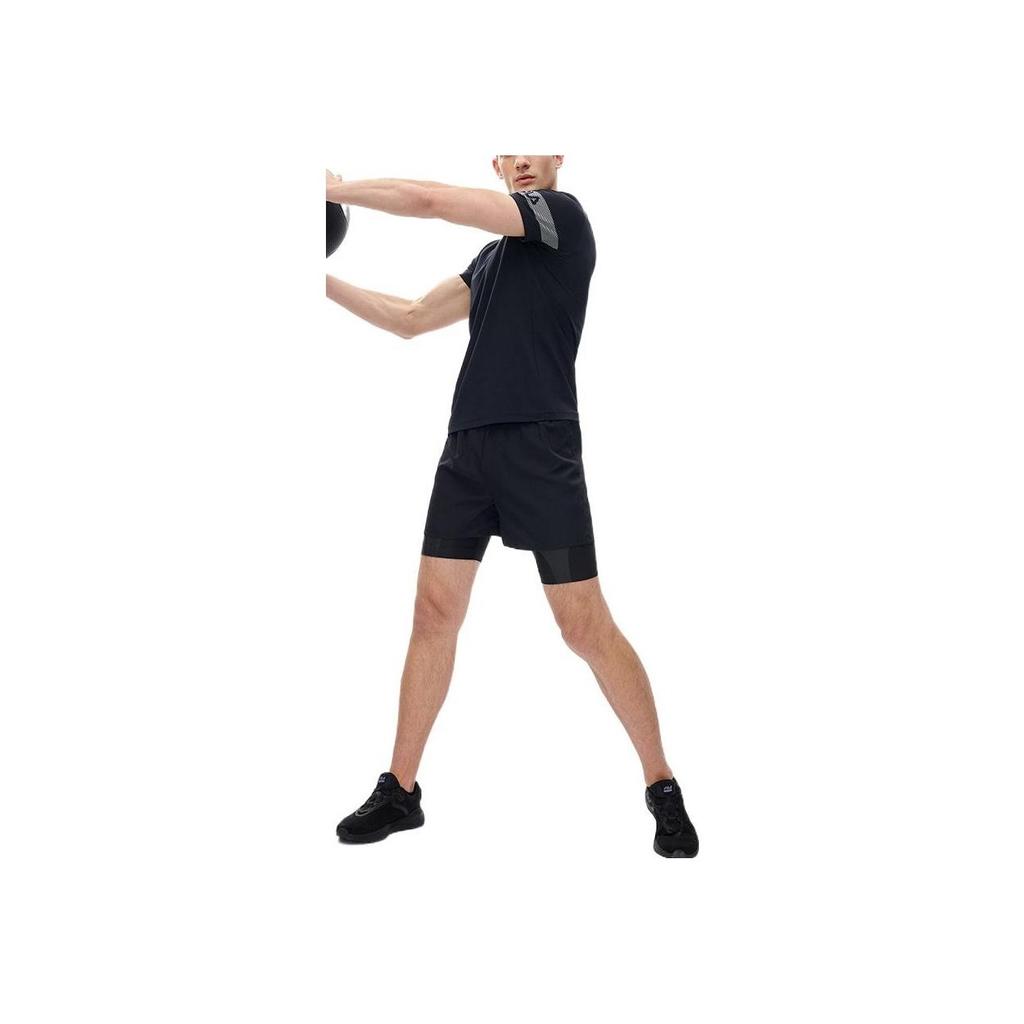 FILA Solid Logo Casual Round Neck Sports Short Sleeve T-Shirt Men Tops Black A11M221118F-BK