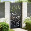 Black Garden Gate 105X205 Cm Steel Wave Pattern