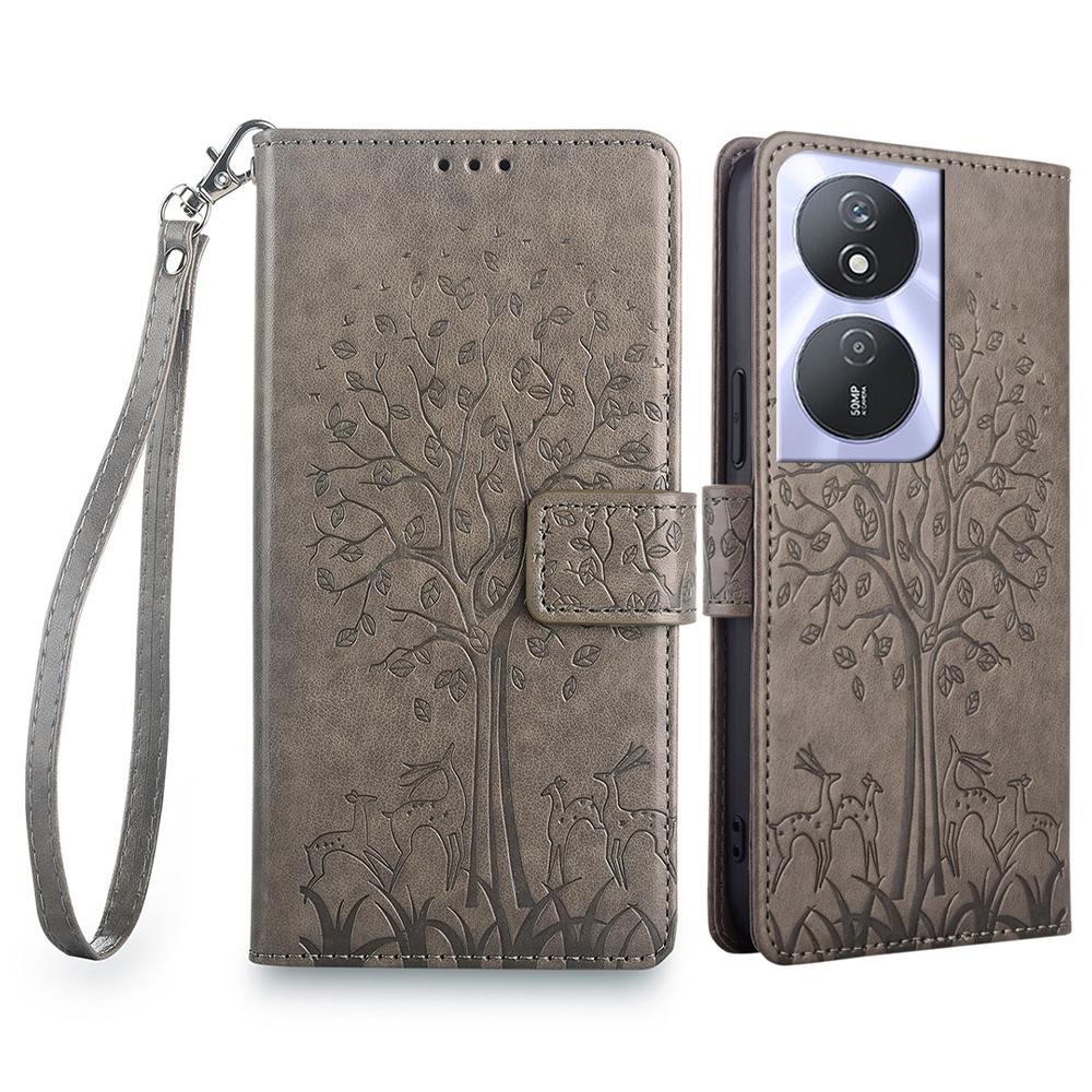 For Honor Play 50 Plus 5G/Play 8T 5G/X7b 4G/90 Smart Case Imprinted Deer Tree Pattern Leather Phone Wallet Cover