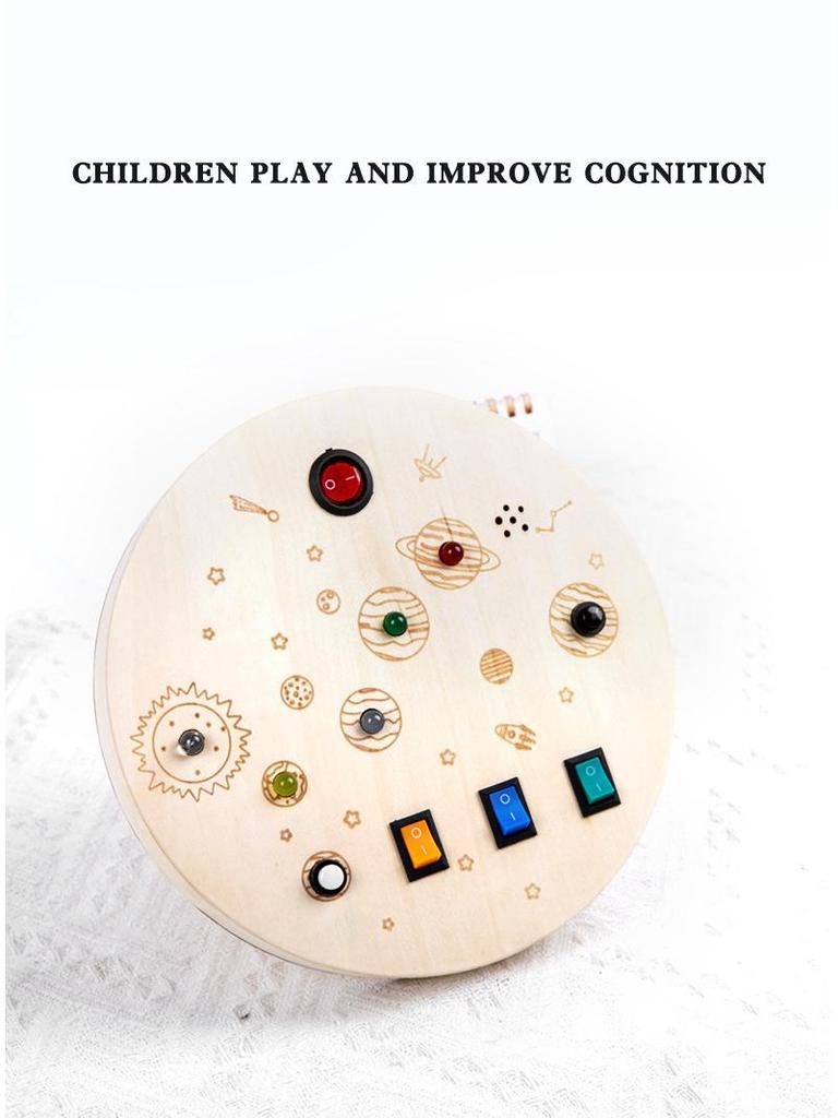 Interactive LED Wooden Busy Board: Children's Early Education Toy with Switches & Sockets
