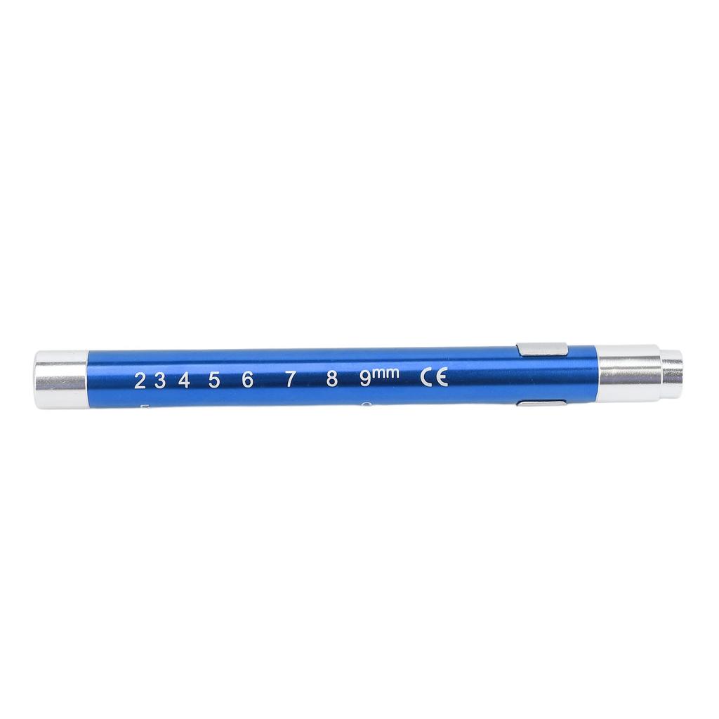 LED Penlight Yellow Lighting Concave Head Aluminum Alloy Medical Pen Light with Pupil Gauge Blue