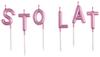 Birthday Candles with the Inscription Happy Birthday Rose Gold