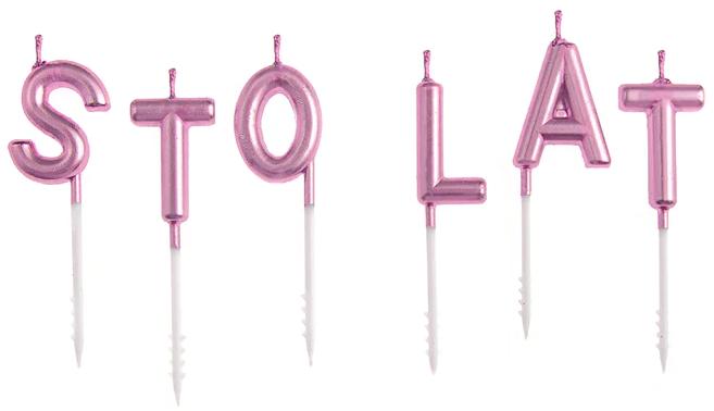 Birthday Candles with the Inscription Happy Birthday Rose Gold