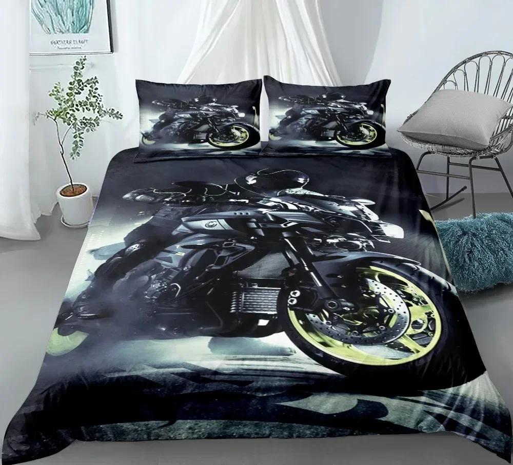 Motorcycle Race Car Bedding Set Single Twin Double Queen King Cal King Size Bed Linen Set