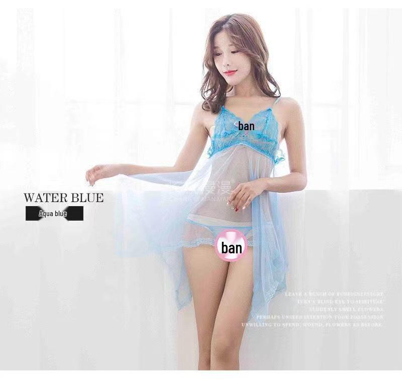 Damska Seksowna Bielizna z Siateczki i Koronki - Przezroczysta Koszula Nocna Plus Size na Wszystkie Sezony