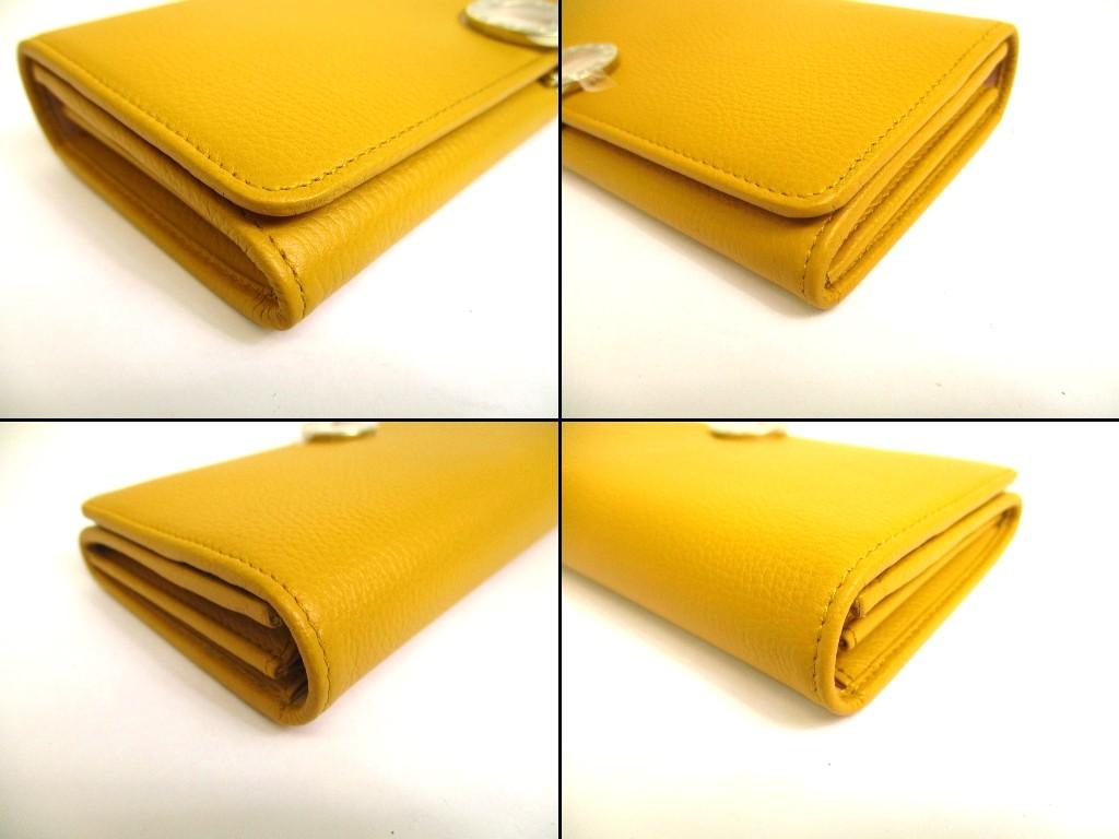 Authentic BVLGARI Yellow Leather Logo Clip Gold H/W Flap Long Wallet #b025  Open box
