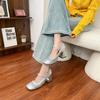 2025 summer new Mary Jane woven single shoes women wear high-end temperament single shoes women thick heels are not tired