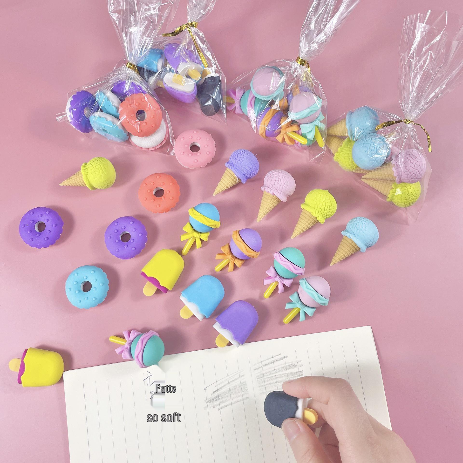 

Cartoon Donut and Ice Cream Lollipop Detachable Erasers Set Donut Bulk (Minimum 20)
