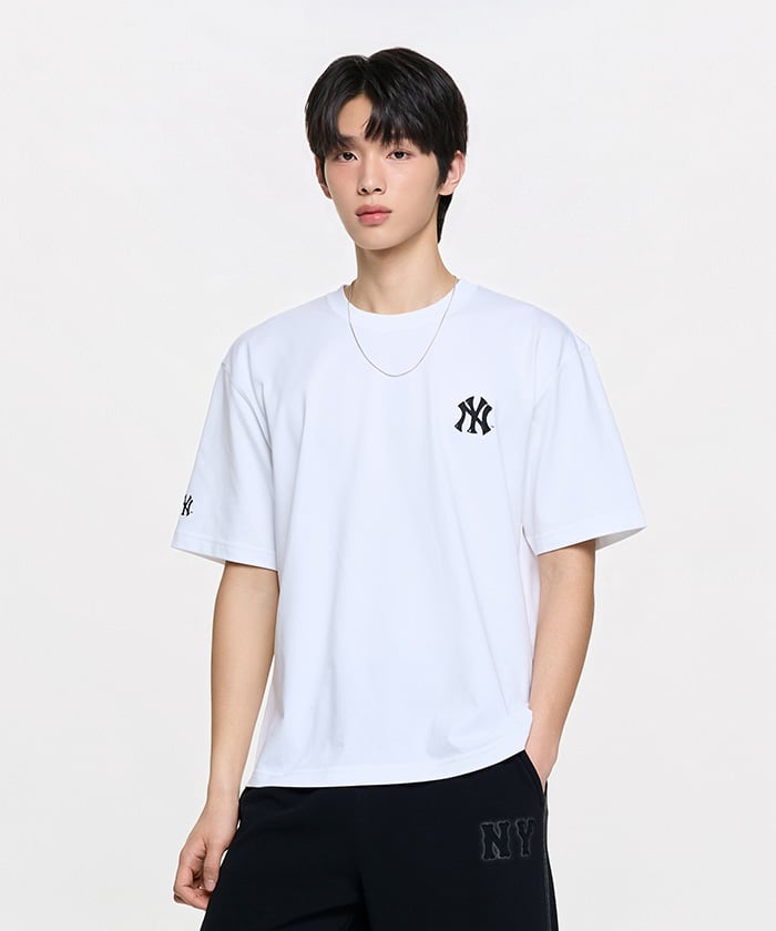 T-shirt Basique Emelbi Street Manches Courtes Oversize Lettre Arrière Ny (blanc)