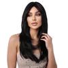 Womens Layered Long Straight Wig With Side-Swept Bangs Synthetic Heat-Resistant Fiber Full Cap Black Brown