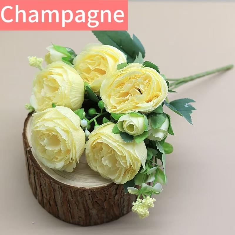 1/2/3/4/5PCS Artificial Flowers Silk Peony Bouquets Scrapbooking Wedding Wreaths White Vase Home Bridal Bouquets Decoration