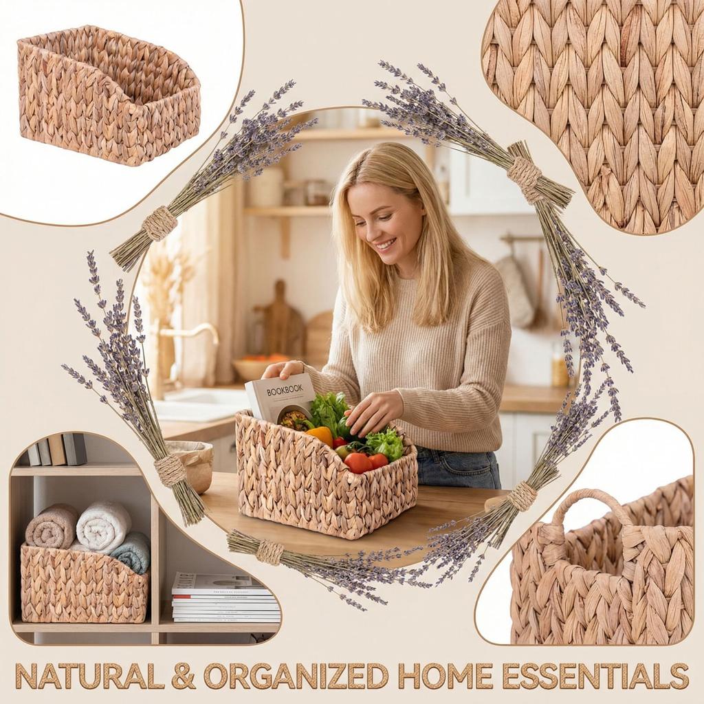Daily Necessities Straw Woven Storage Basket Desktop Storage Box Kitchen Storage Basket