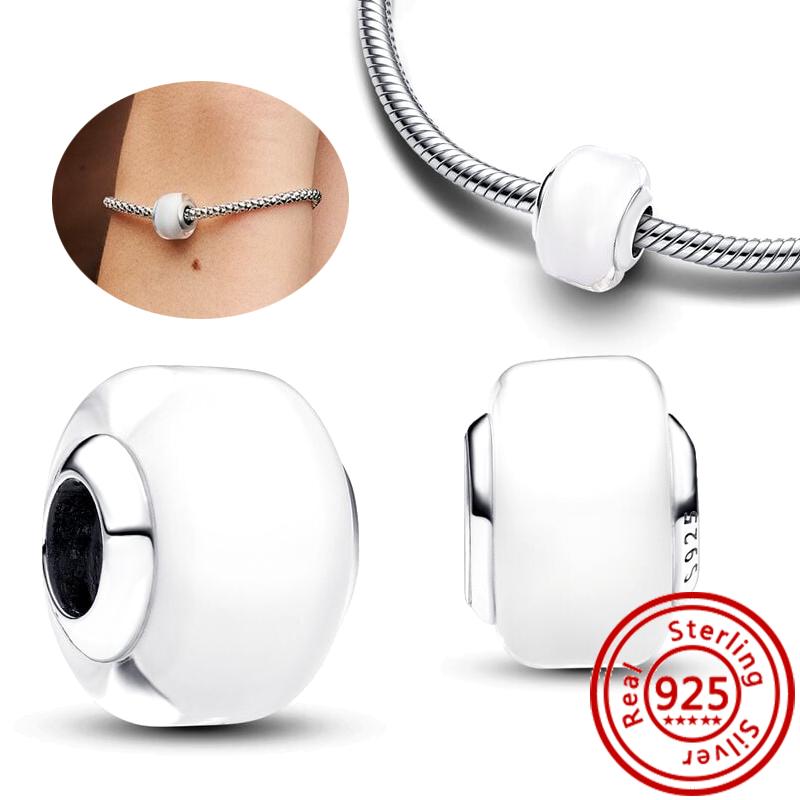 925 copper Round Beads White Red Green Murano Glass Black Blue Red Zircon Sparkling Charm Fit Pantaro Bracelet Fine Zircon Gift