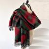 Elegant Women's Double-Sided Cashmere-Feel Scarf Shawl for Autumn & Winter - Thick, Warm, Dual-Use Neck Protection.