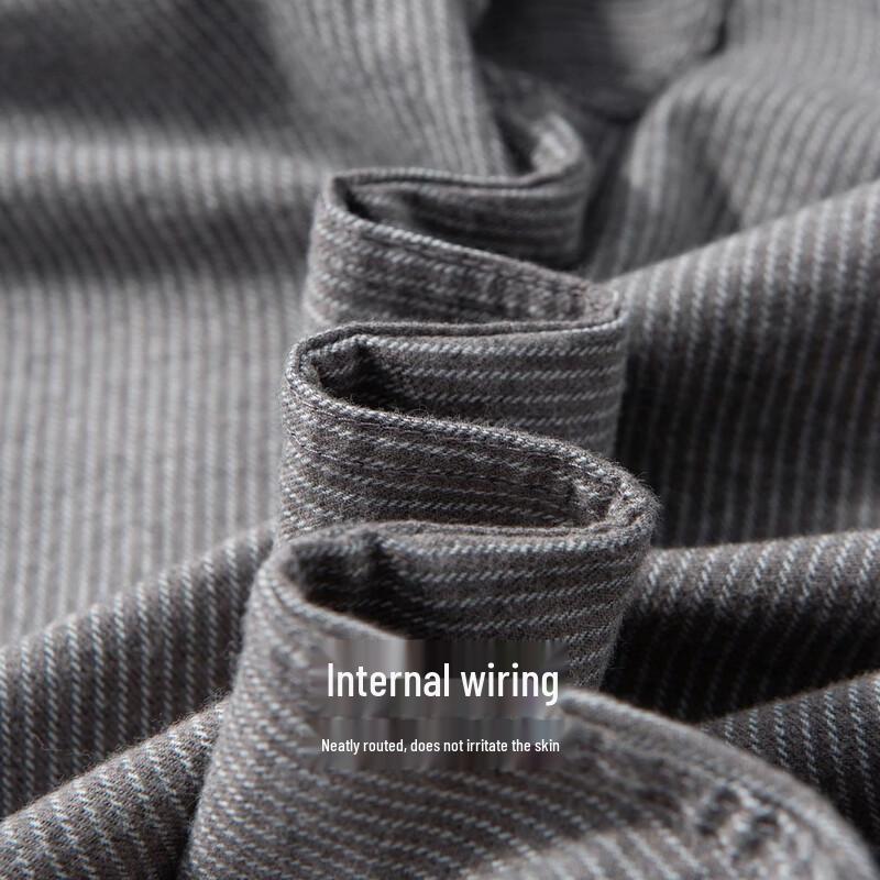 Hodo Men's Long-Sleeve Pure Cotton Striped Business Casual Shirt