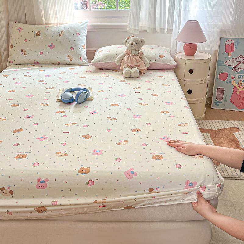 Soft Fitted Sheet Pure Cotton Bed Cover Single/Twin/Queen/King Size Bedsheet Non-slip Bed Linen sabanas (Pillowcase Need Order)