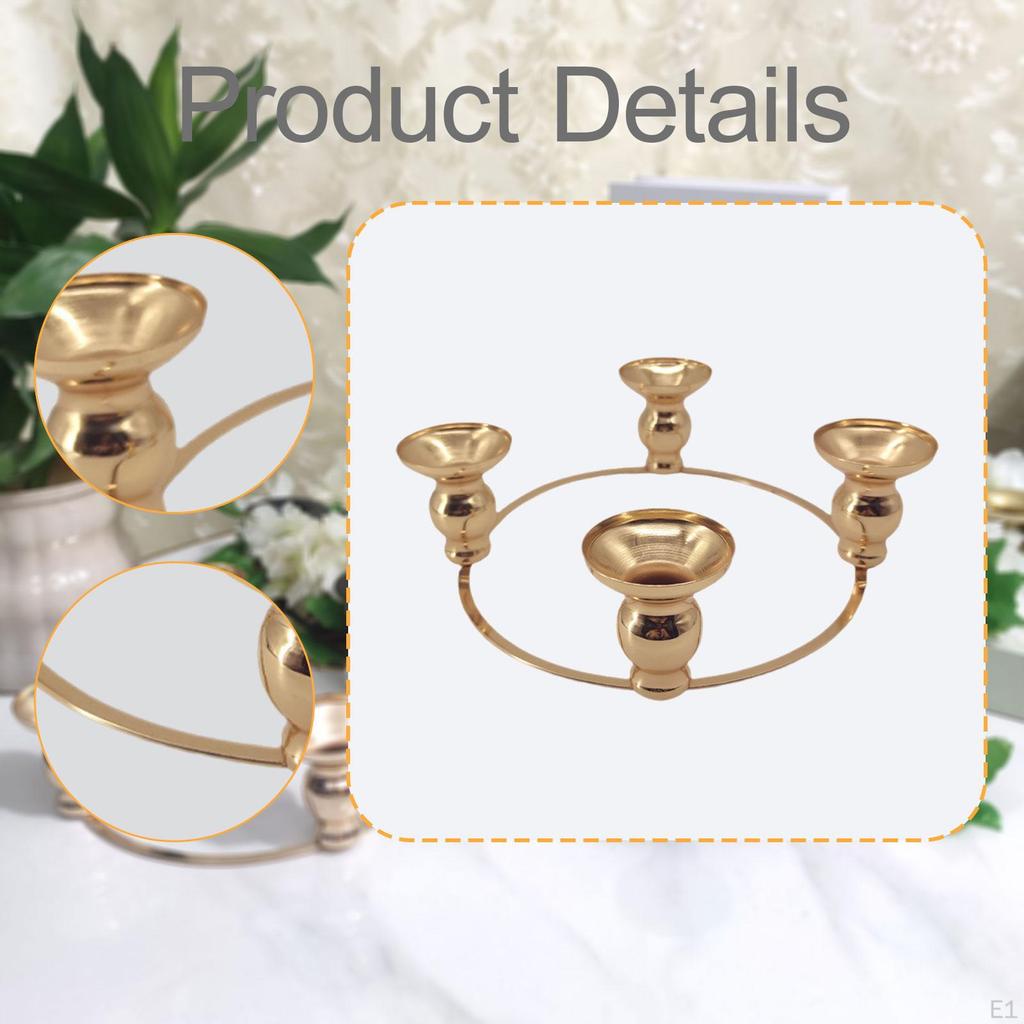 4 Cup Candle Holder Stand Birthday Gift Tea Table Ornament Iron for Office