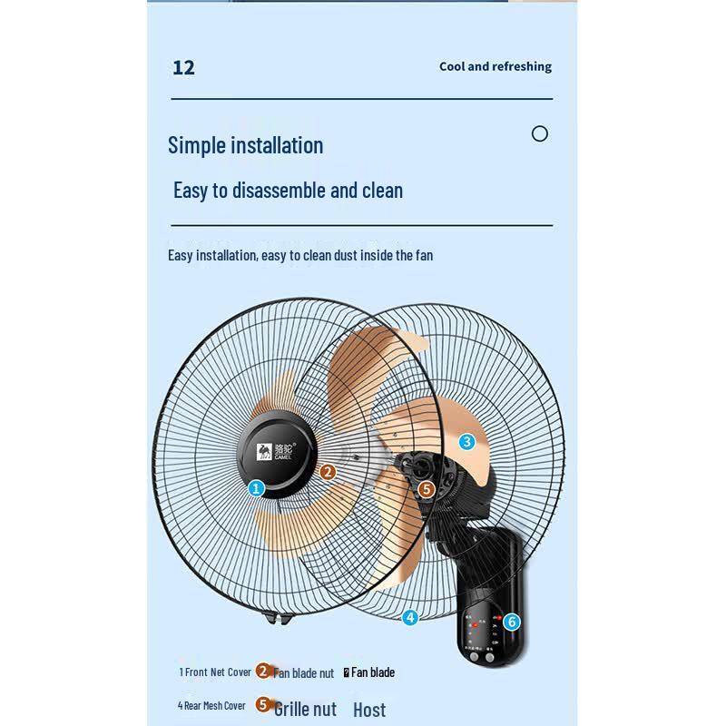 Ventilatore Elettrico Industriale da Parete CAMEL da 18 pollici Spina CN (adattatore incluso)