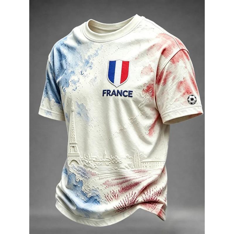 2026 Frankreich Fan-inspiriertes Fußballtrikot 3D Grafik T-Shirt Schnelltrocknend Lässig Tägliches Sport-T-Shirt Familien-Matching Unisex Erwachsene Kinder