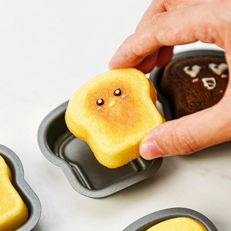 1/6Pcs Toast Bread Pattern Carbon Steel Cake Mold Madeleine Muffin Cake Pan Jam Sandwich Dessert Kitchen Accessories Gadgets