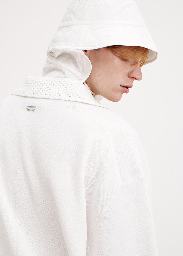 UMARMUNG Crisp Cotton Crochet Collared Pullover_Off White