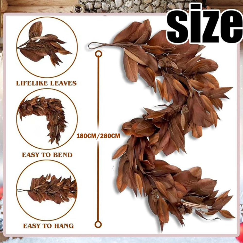 New Brown Magnolia Leaf Garland, Artificial Magnolia Leaf Garland Realistic, Autumn Magnolias Leaf Artificial Garlands