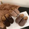 Retro Literary and Artistic Style Suede Bag Head Half Slippers Women Wear Lazy People with Cork Soles