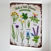 Hicks & Wile Flowers 50 English Species Vintage Metal Tin Sign with Illustrated Wildflowers, Antique Distressed Plaque for Home