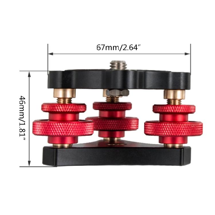 Tri-wheel Aluminum Alloy Fine Adjustment Dials Leveling Base for Camera Tripod