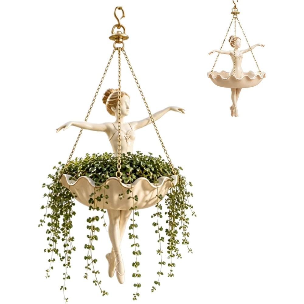Ballettänzer Hängepflanzer Dekorativer Hängeblumentopf für Innen Außen Garten, Niedlicher Hängepflanzer für Sukkulenten Grünlilie