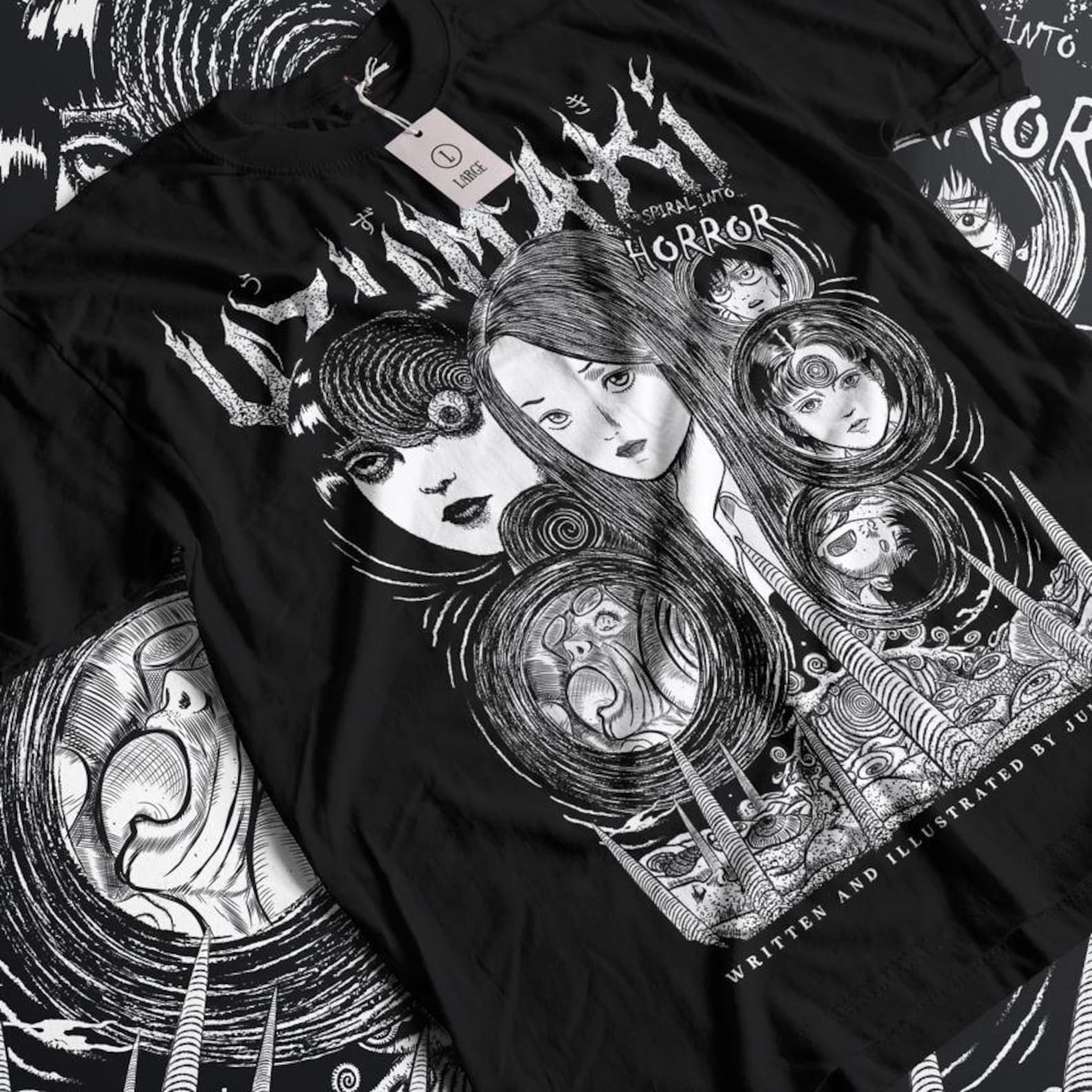 UNISEX - Unisex Horror Manga T-Shirt, Creepy Girl, Manga Gothic T-Shirt, Dark Anime Gothic T-Shirt S