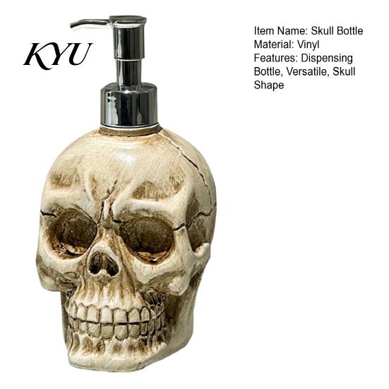 Versatile Lotion Container for Bathrooms Skull Dispenser Bottle with Pump, Large Capacity Vinyl Refillable Dark Style Home Decor Gifts Container,