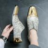 Fashion 2024 Casual Leather Shoes Men Superstar Brogues Formal Leather Shoes Oxford Gold Shoes Lace-up Hombres Silver Large Size 47