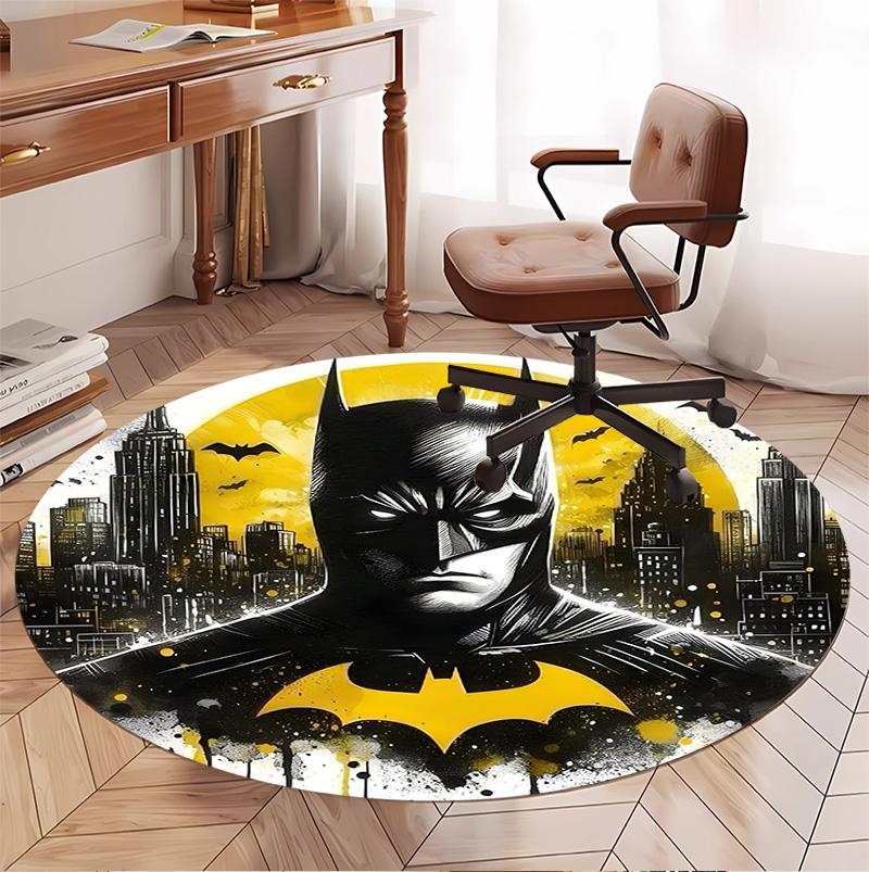 Batman Pattern Round Rug, Indoor/Outdoor Mat, for Picnic, Gameroom, Bedroom, Office, Living Room, Home Decor Carpet, Birthday Gift