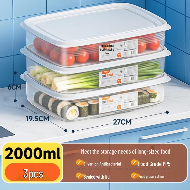 Jiabangshou Food-Grade Antibacterial Refrigerator Storage & Freezer Containers (3-Pack)